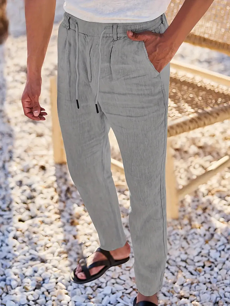 Adrien | Pantalon large en lin avec cordon