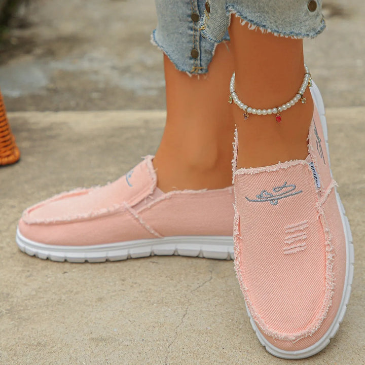 Prune | Mocassins décontractés en toile brodée