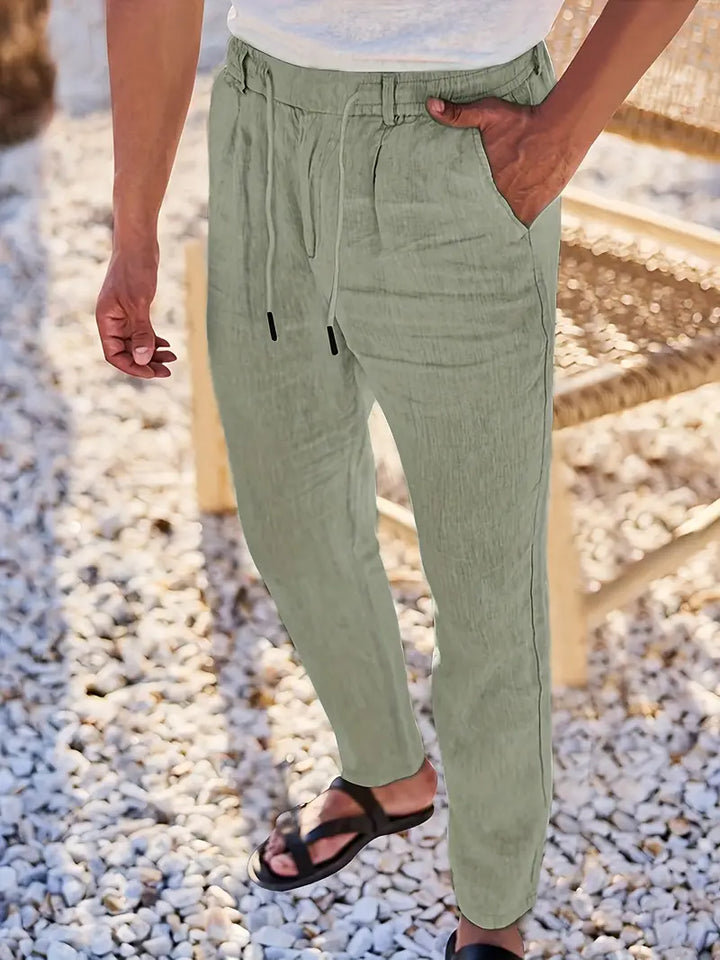 Adrien | Pantalon large en lin avec cordon
