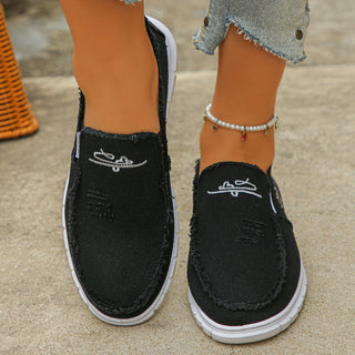 Prune | Mocassins décontractés en toile brodée