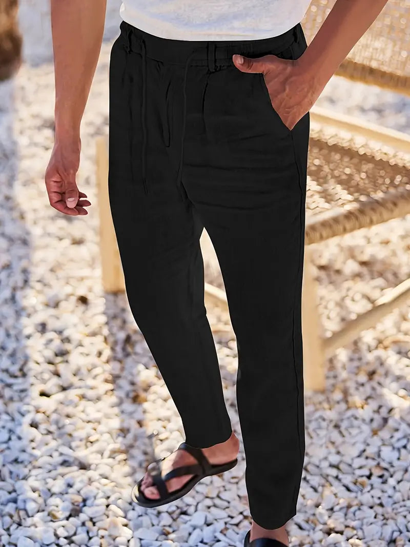 Adrien | Pantalon large en lin avec cordon