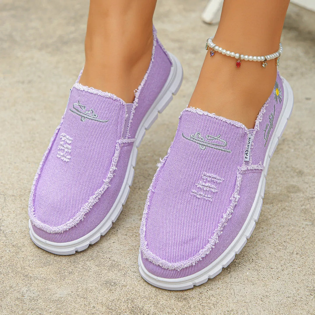 Prune | Mocassins décontractés en toile brodée