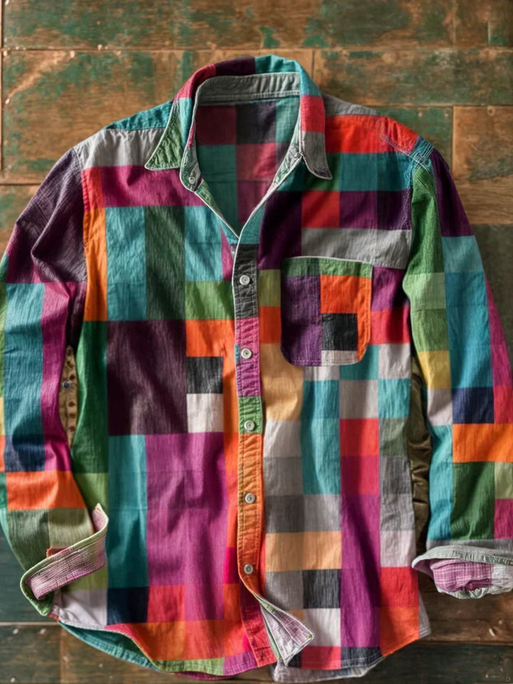 François-Régis | Chemise à manches longues patchwork à blocs de couleurs