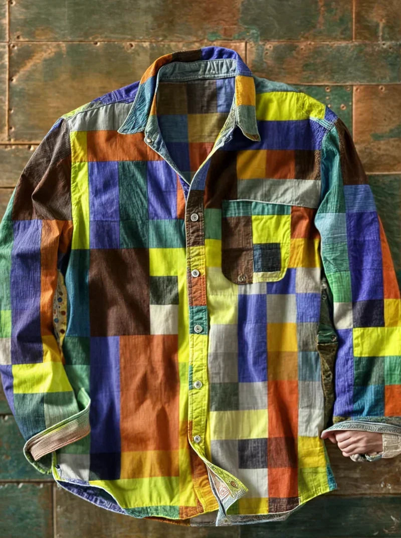 François-Régis | Chemise à manches longues patchwork à blocs de couleurs