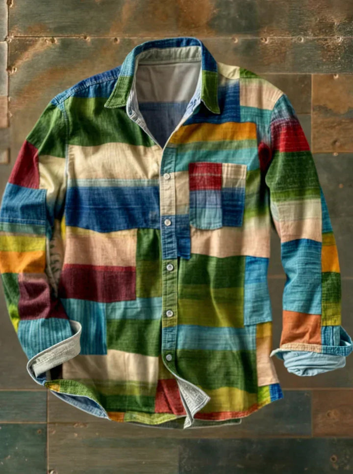 François-Régis | Chemise à manches longues patchwork à blocs de couleurs