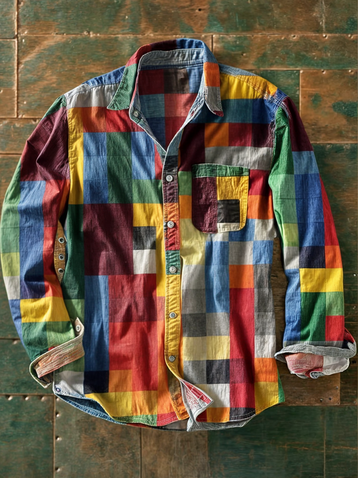 François-Régis | Chemise à manches longues patchwork à blocs de couleurs