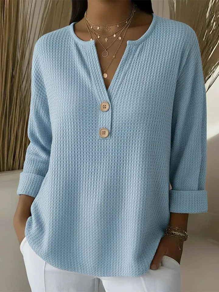 Gwenaëlle | T-shirt Henley gaufré à boutons
