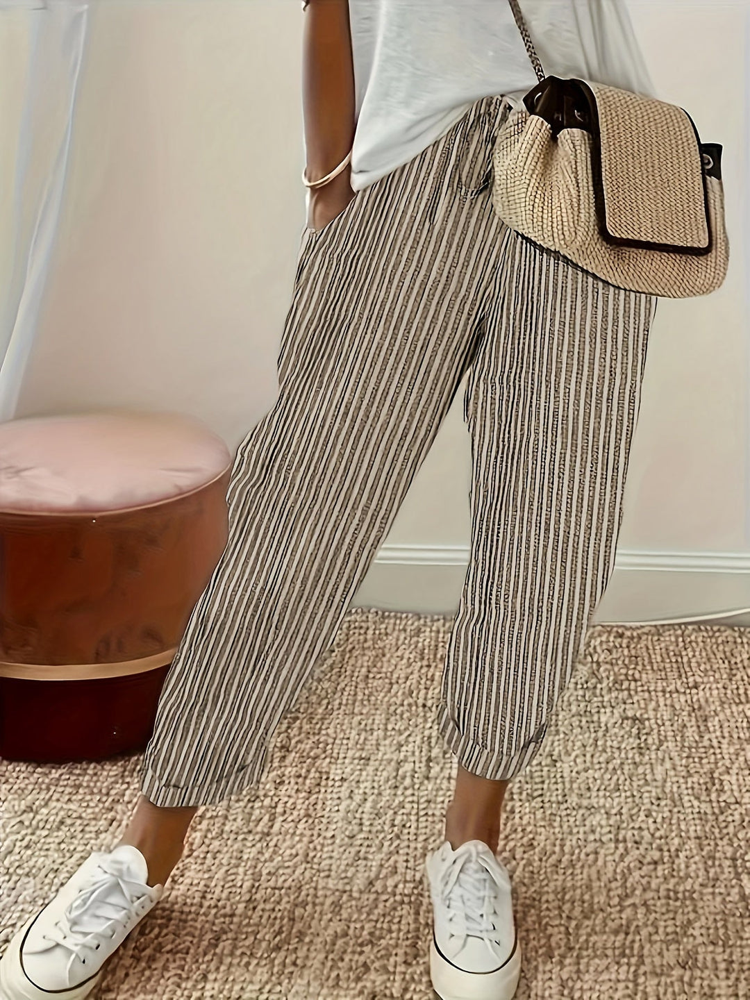 Violaine | Pantalon large à rayures