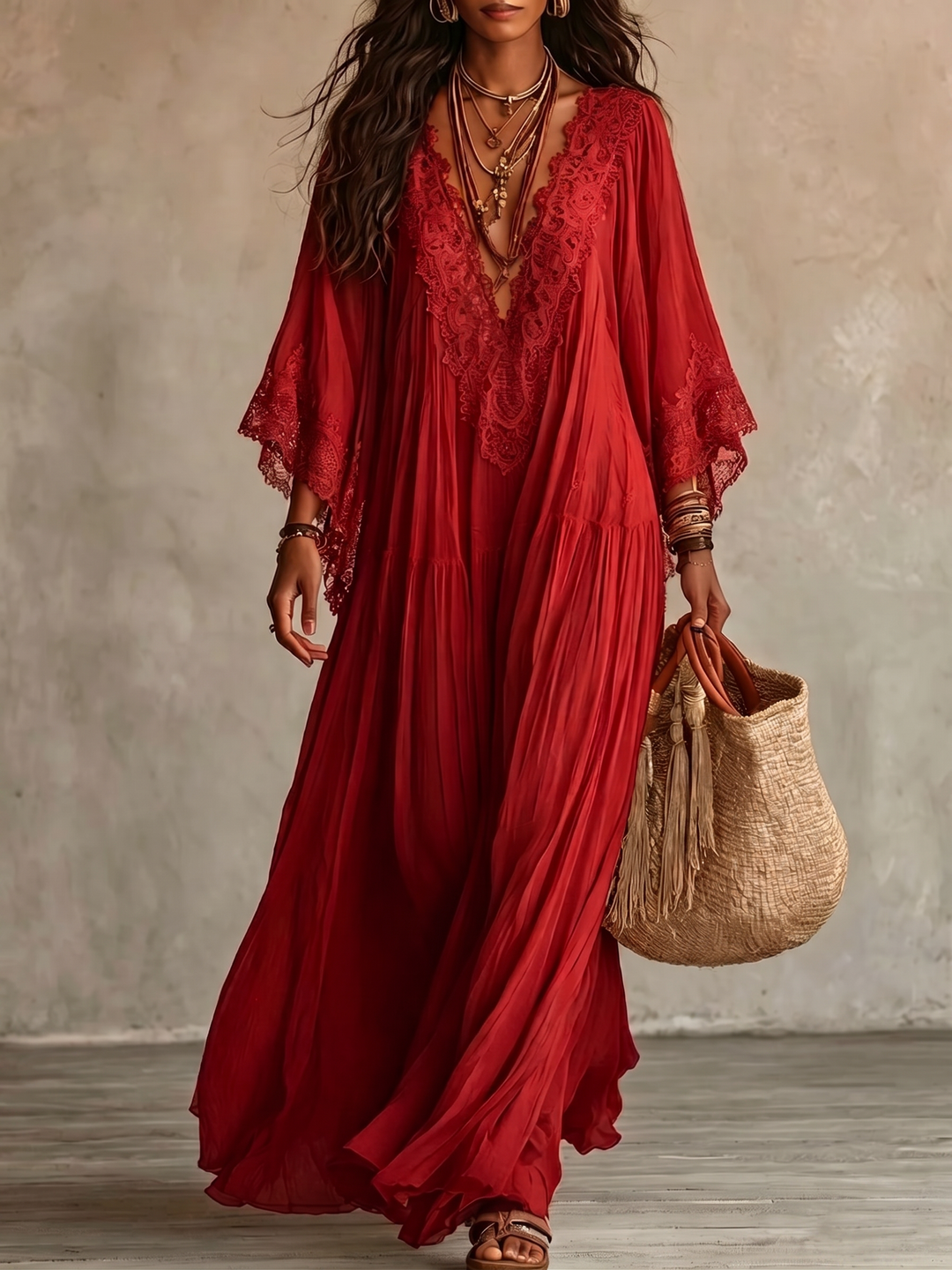 Flavie | Robe longue bohème brodée