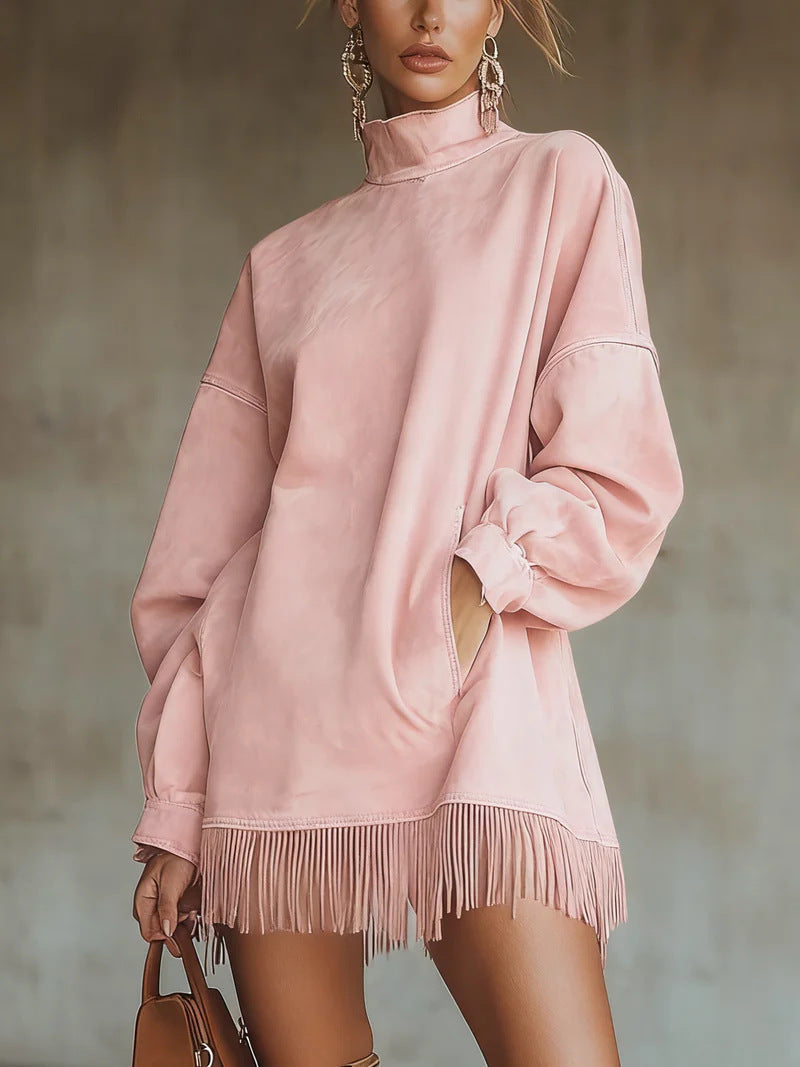 Nicole | Pull ample à franges bohème