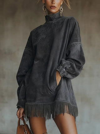 Nicole | Pull ample à franges bohème