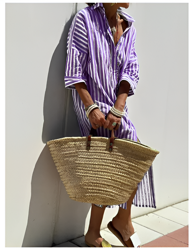 Agnès | Robe-chemise rayée chic