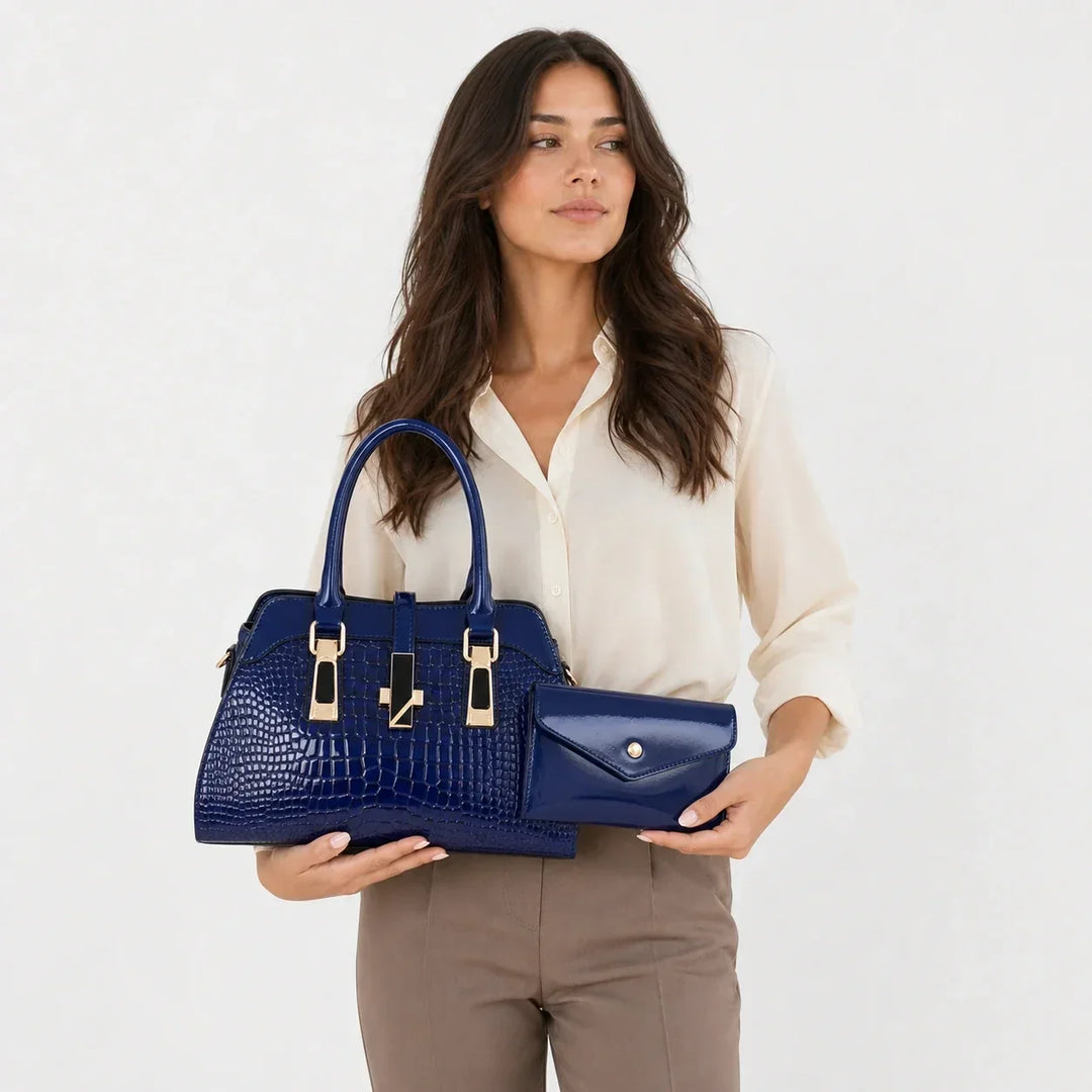 Fleur Paris | Ensemble sac et portefeuille en cuir véritable