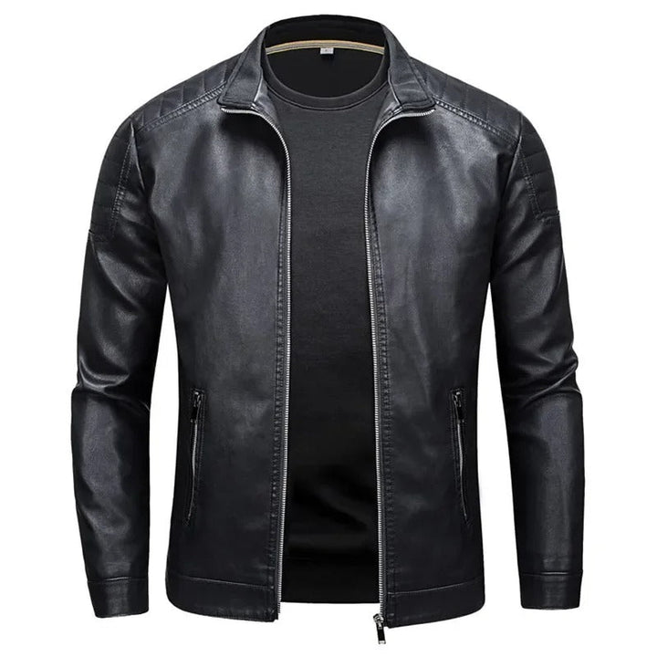 Jérôme | Veste en cuir à col montant