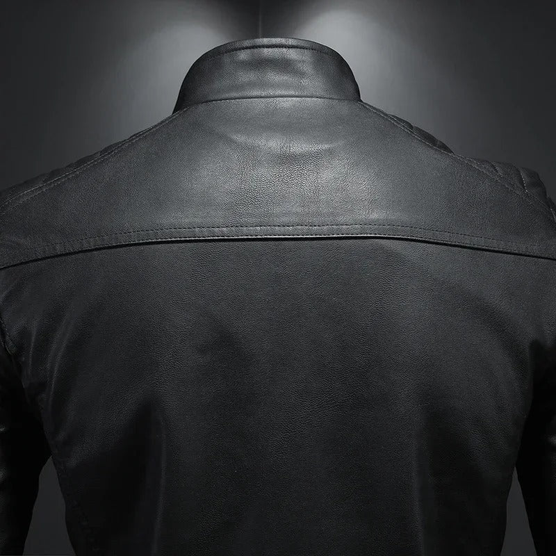 Jérôme | Veste en cuir à col montant
