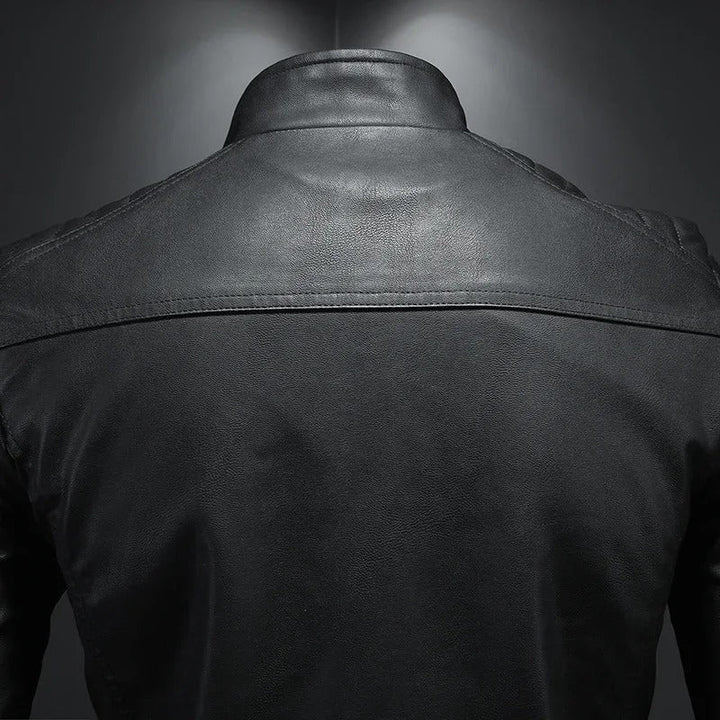 Jérôme | Veste en cuir à col montant