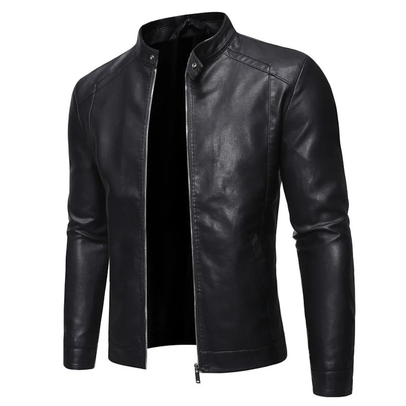 Rémi | Veste en cuir à col montant