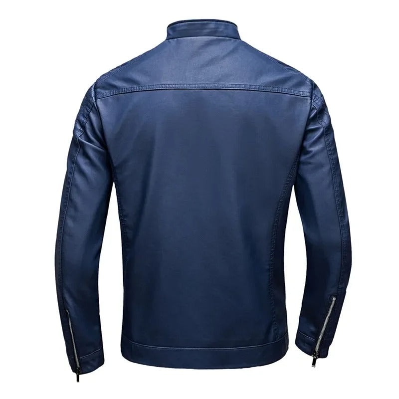 Jérôme | Veste en cuir à col montant