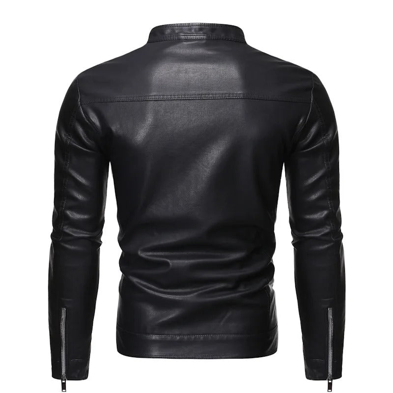 Rémi | Veste en cuir à col montant