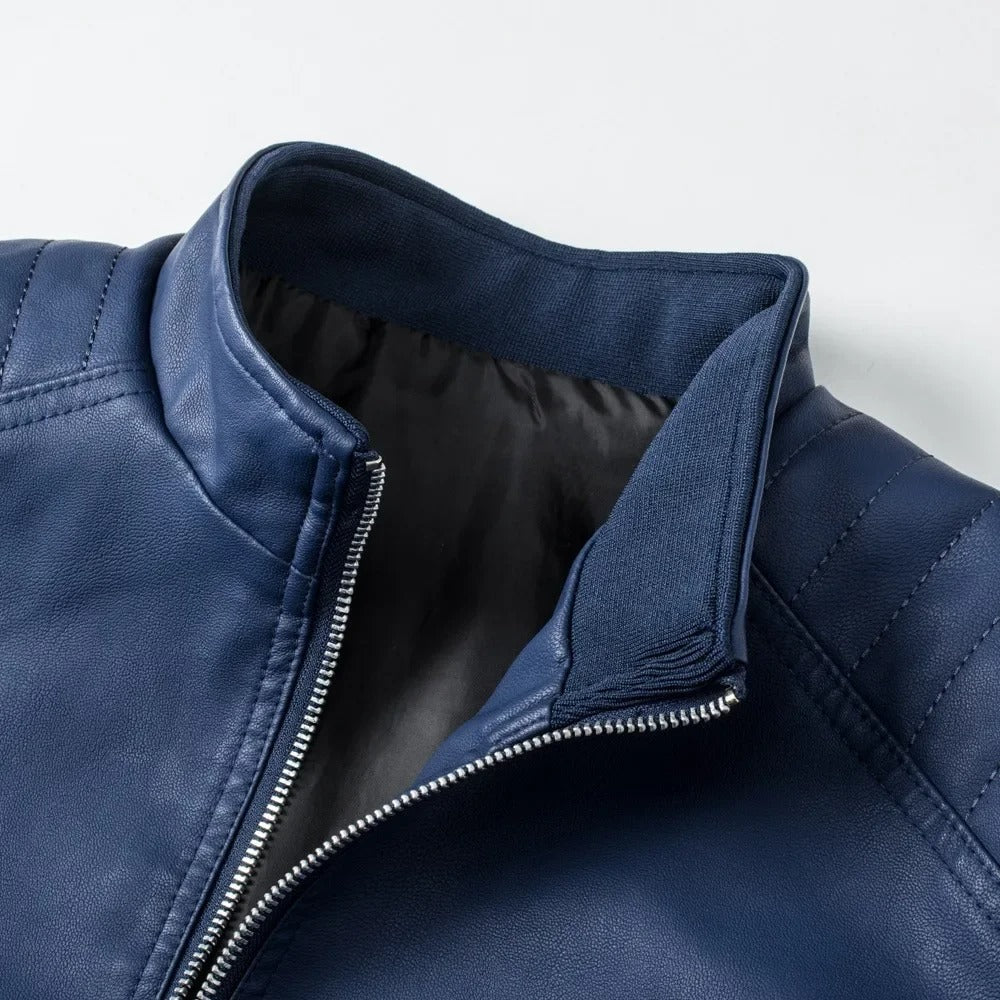 Jérôme | Veste en cuir à col montant