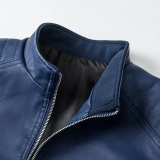 Jérôme | Veste en cuir à col montant