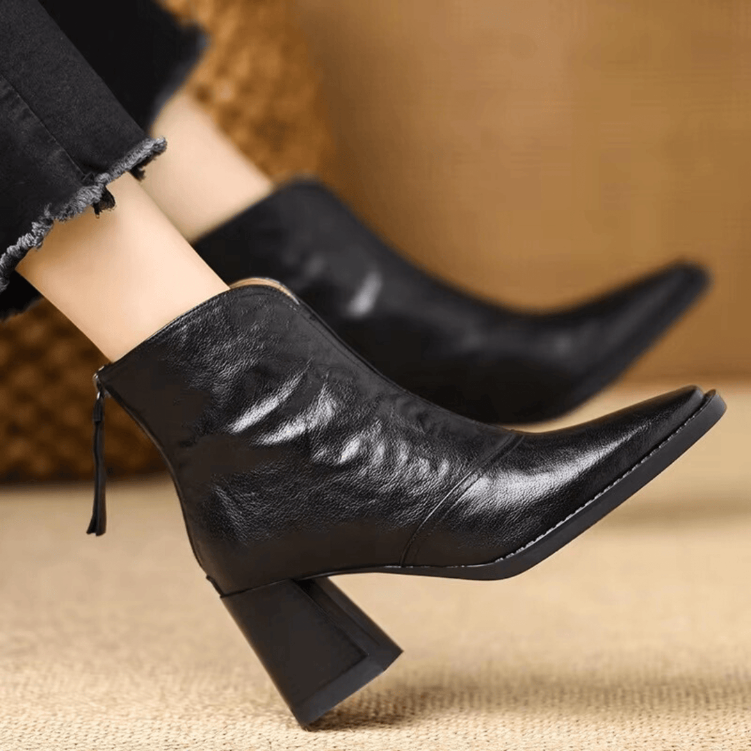 Mathilde | Bottines en cuir à talon bloc