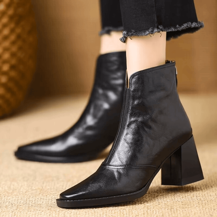 Mathilde | Bottines en cuir à talon bloc