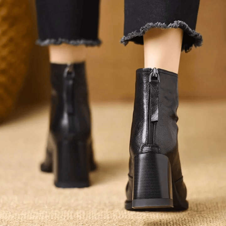 Mathilde | Bottines en cuir à talon bloc