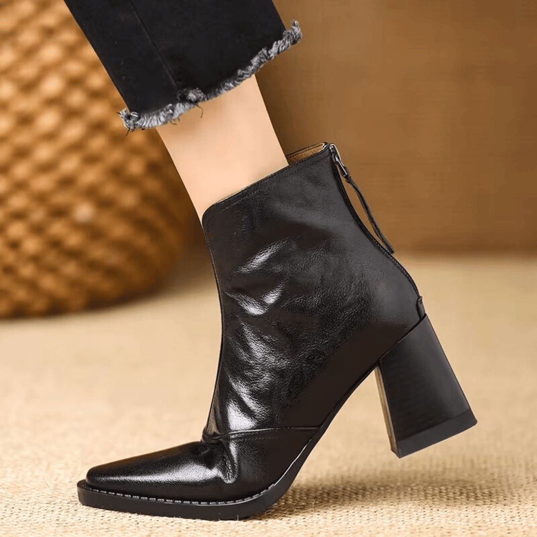 Mathilde | Bottines en cuir à talon bloc