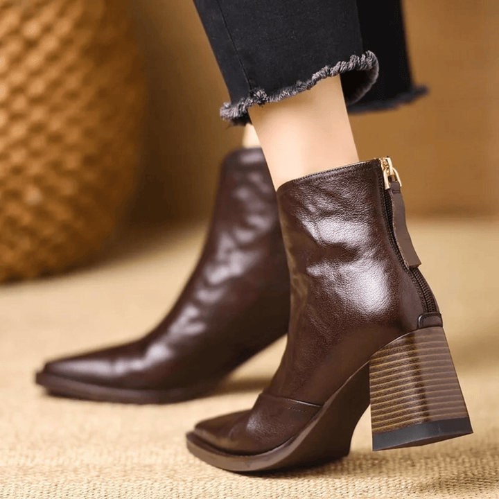 Mathilde | Bottines en cuir à talon bloc