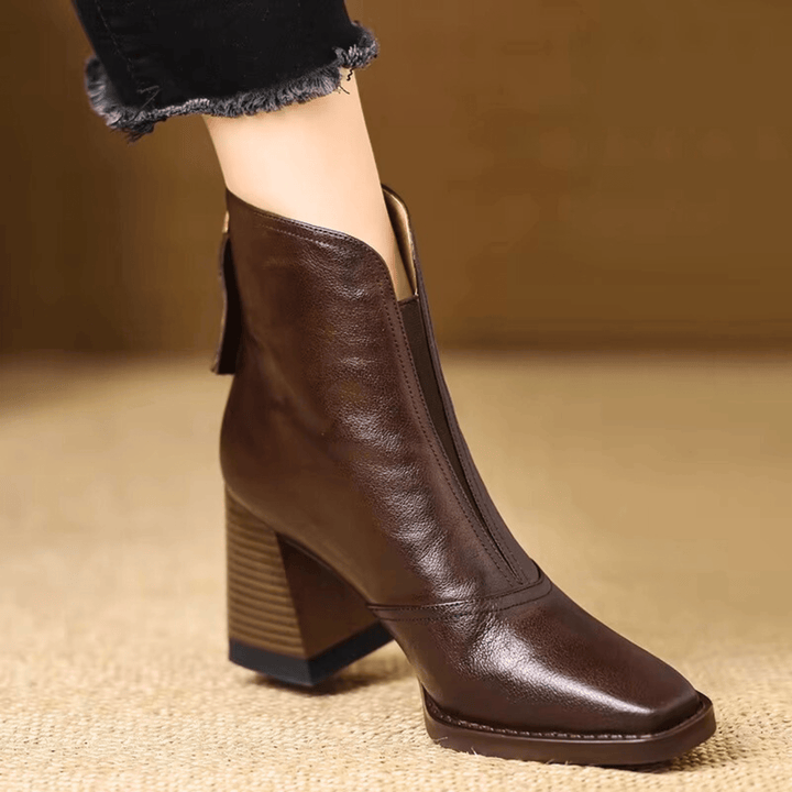 Mathilde | Bottines en cuir à talon bloc
