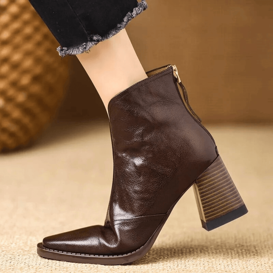 Mathilde | Bottines en cuir à talon bloc
