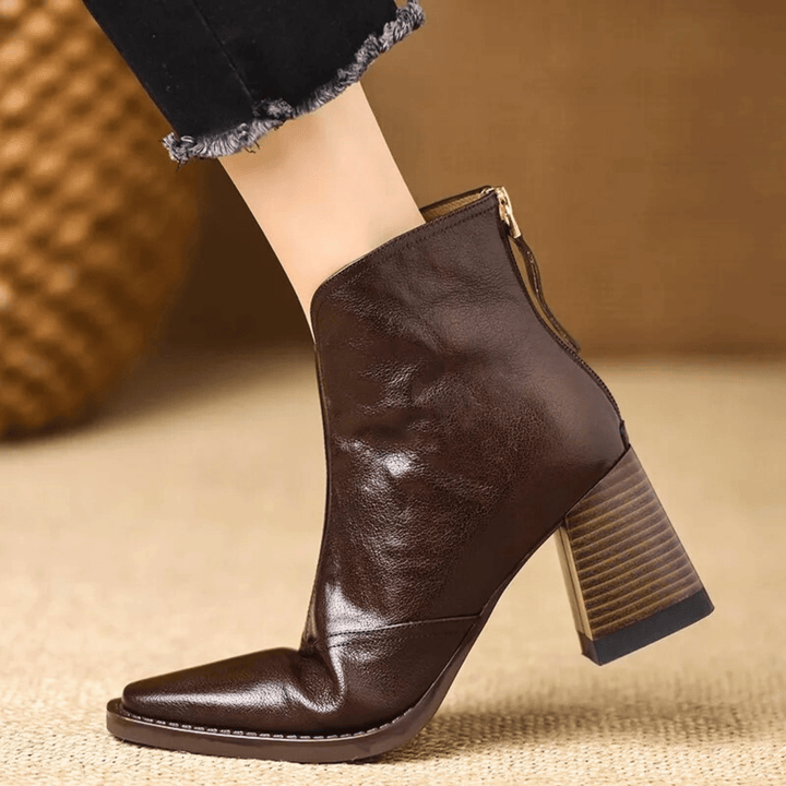 Mathilde | Bottines en cuir à talon bloc